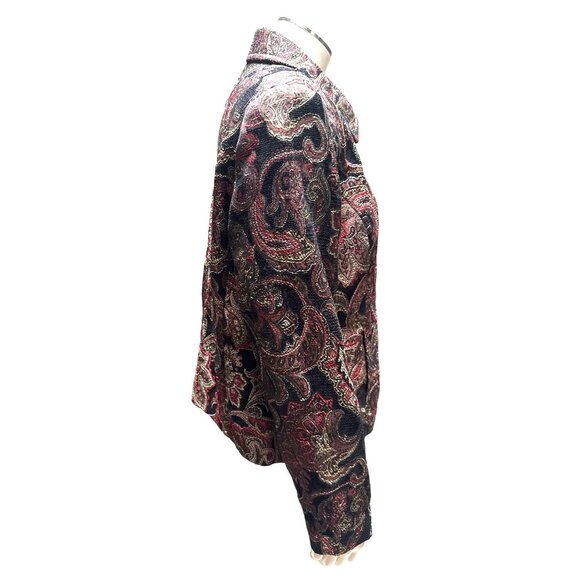Christopher & Banks Vintage Zip Front Paisley Jacket Size M w Shoulder Pads - Picture 2 of 9